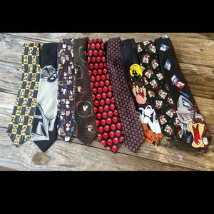 looney tunes 1990s tie lot of 9 tazmanian devil Halloween Christmas Vintage‎